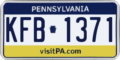 PA license plate KFB1371