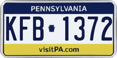 PA license plate KFB1372