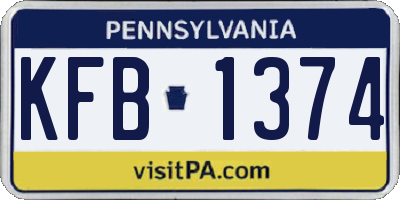 PA license plate KFB1374