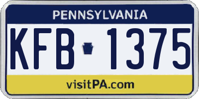PA license plate KFB1375