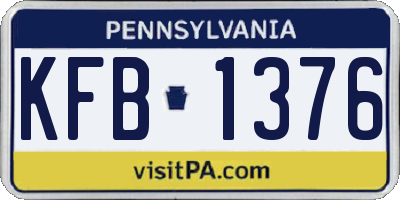 PA license plate KFB1376