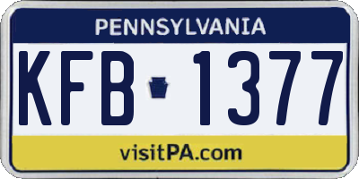 PA license plate KFB1377