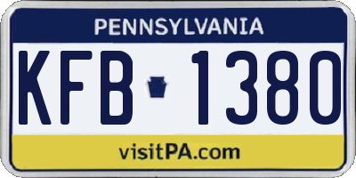 PA license plate KFB1380