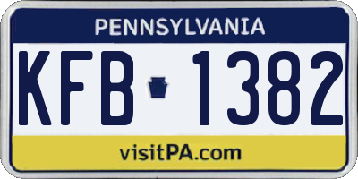 PA license plate KFB1382