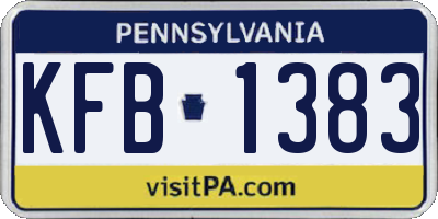 PA license plate KFB1383