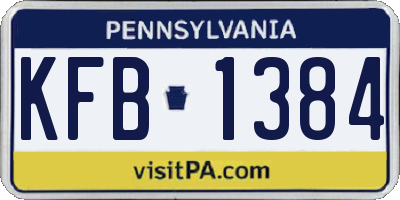 PA license plate KFB1384