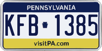 PA license plate KFB1385