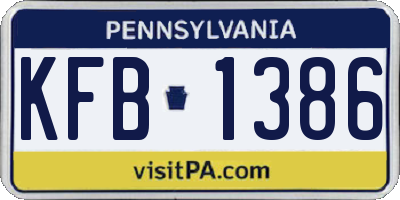 PA license plate KFB1386