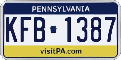 PA license plate KFB1387