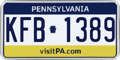 PA license plate KFB1389