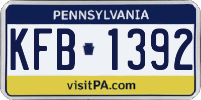 PA license plate KFB1392