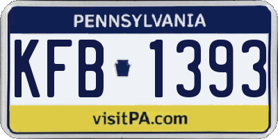 PA license plate KFB1393