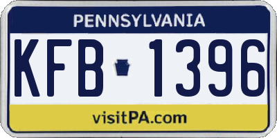 PA license plate KFB1396