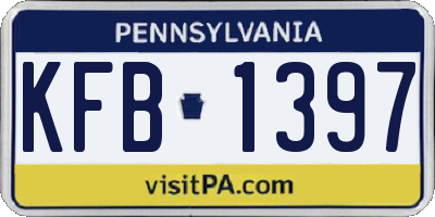 PA license plate KFB1397