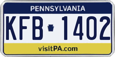 PA license plate KFB1402