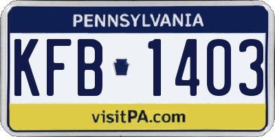 PA license plate KFB1403