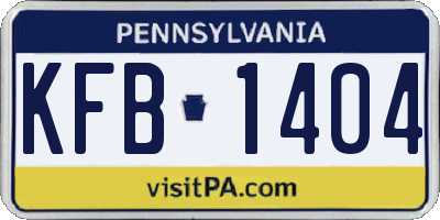 PA license plate KFB1404