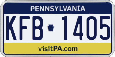 PA license plate KFB1405