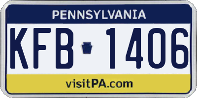 PA license plate KFB1406