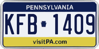 PA license plate KFB1409
