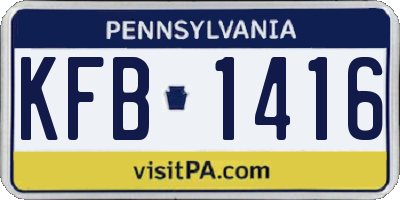 PA license plate KFB1416