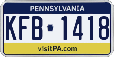 PA license plate KFB1418