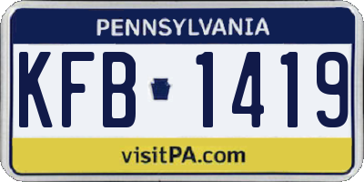 PA license plate KFB1419