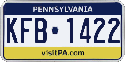 PA license plate KFB1422