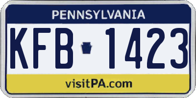 PA license plate KFB1423