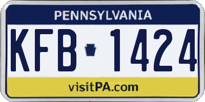 PA license plate KFB1424