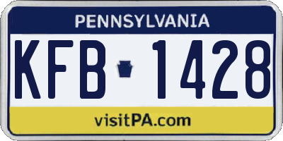 PA license plate KFB1428