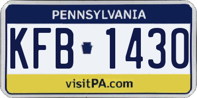 PA license plate KFB1430