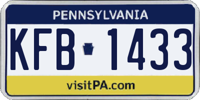 PA license plate KFB1433