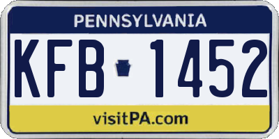 PA license plate KFB1452
