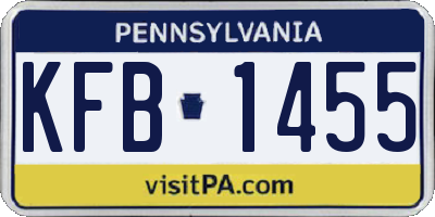 PA license plate KFB1455