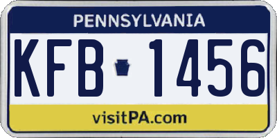 PA license plate KFB1456
