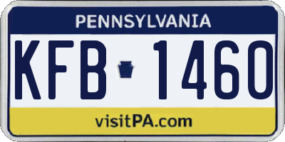 PA license plate KFB1460