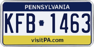 PA license plate KFB1463