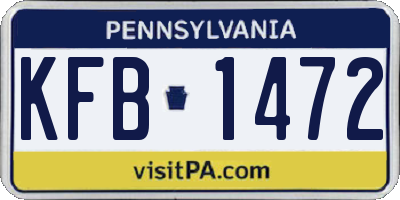 PA license plate KFB1472