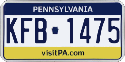 PA license plate KFB1475