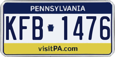 PA license plate KFB1476