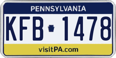 PA license plate KFB1478