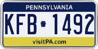 PA license plate KFB1492
