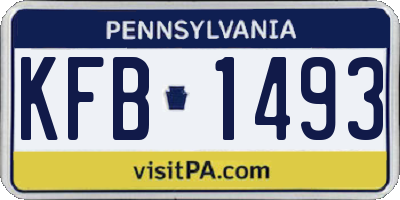 PA license plate KFB1493