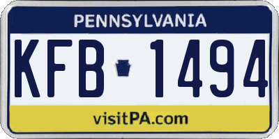PA license plate KFB1494