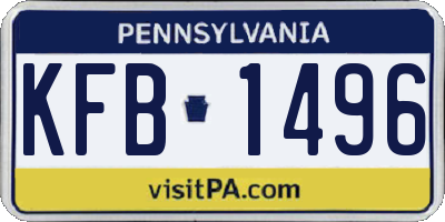 PA license plate KFB1496