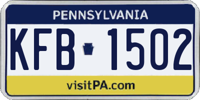 PA license plate KFB1502