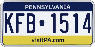 PA license plate KFB1514