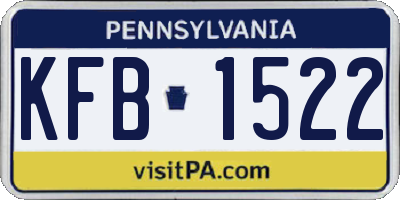 PA license plate KFB1522