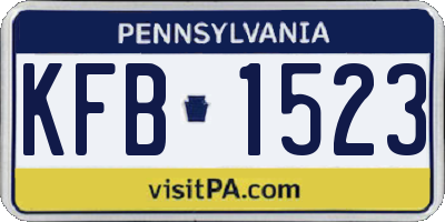 PA license plate KFB1523